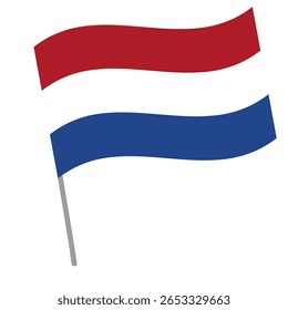 Netherlands national flag flutters with flagpole