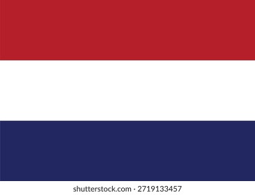 Ilustración vectorial Horizontal del rectángulo de la bandera nacional de los Países Bajos aislada en el diseño plano simple del fondo blanco