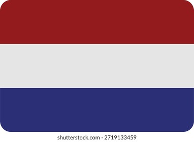 Ilustración vectorial Horizontal del rectángulo de la bandera nacional de los Países Bajos aislada en el diseño plano simple del fondo blanco
