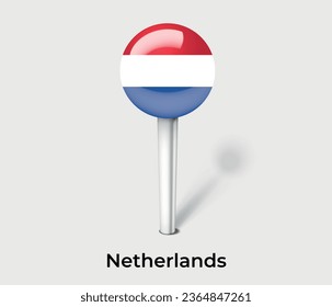 Netherlands national flag map marker pin icon illustration