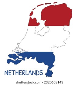 Netherlands National Flag Shaped as Country Map