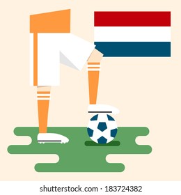 Netherlands, national soccer uniform and flag, flat design