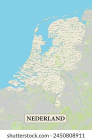 Netherlands (Nederland) map poster art