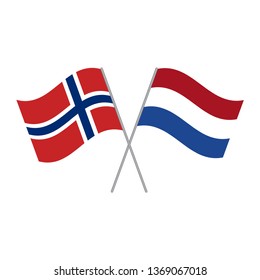 Netherlands and Norway flags vector