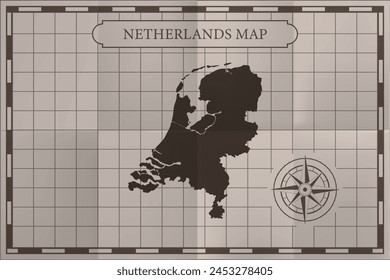 Netherlands old classic map. Vintage antique style.