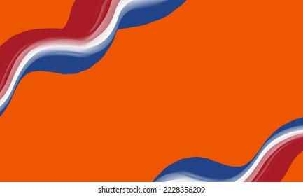 netherlands orange background with fluid wavy flag border frame banner. for world football championship