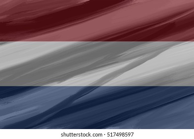 Netherlands painted / drawn vector flag. Dramatic, unusual look. Vector file contains flag and texture layers