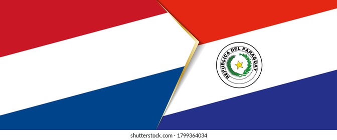 Netherlands and Paraguay flags, two vector flags symbol of relationship or confrontation.