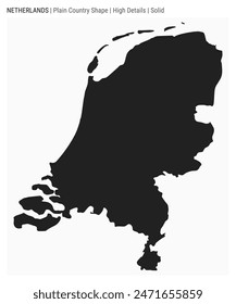 Netherlands plain country map. High Details. Solid style. Shape of Netherlands. Vector illustration.