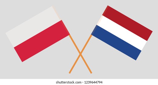 Netherlands and Poland. The Netherlandish and Polish flags. Official proportion. Correct colors. Vector illustration