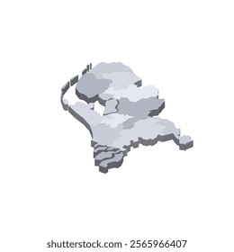 Netherlands political map of administrative divisions - provinces. 3D isometric blank vector map in shades of grey.