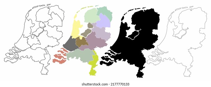 Netherlands political map set isolated on white background