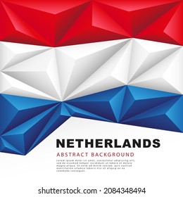 Netherlands polygonal flag. Vector illustration. Abstract background in the form of colorful blue, white and red stripes of the Dutch flag.