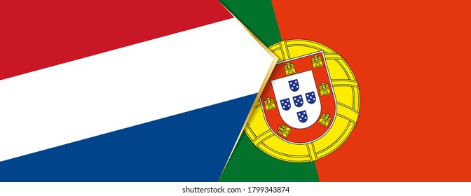 Netherlands and Portugal flags, two vector flags symbol of relationship or confrontation.