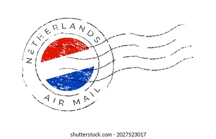 netherlands postage mark. National Flag Postage Stamp isolated on white background vector illustration. Stamp with official country flag pattern and countries name