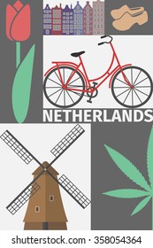 Netherlands poster. Flat icon. Vector template