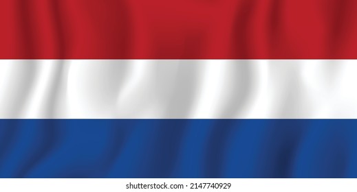 Netherlands realistic waving flag vector illustration. National country background symbol. Independence day