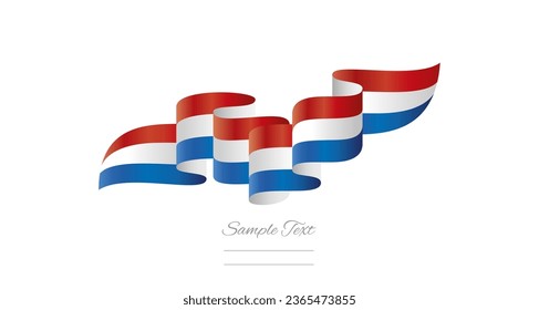 Netherlands red white blue wavy flag ribbon concept design template. Premium Dutch flag vector illustration design on isolated white background
