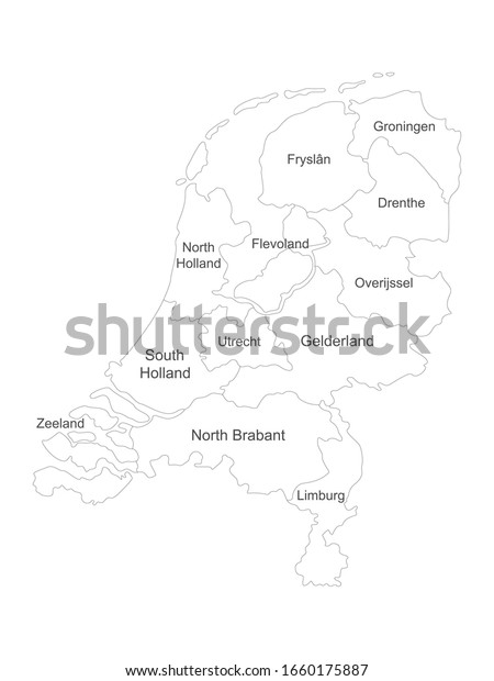 Netherlands Region Map Name Labels Perfect Stock Vector (Royalty Free ...