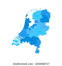 Netherlands Regions Map with Editable Outline Vector Illustration