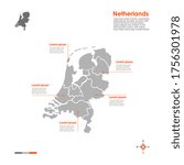 Netherlands regions vector map on white background.