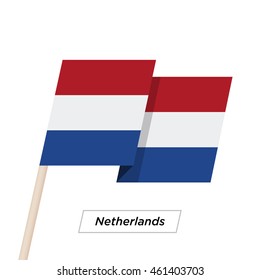 Netherlands Ribbon Waving Flag Isolated on White. Vector Illustration. Netherlands Flag with Sharp Corners