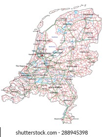 Netherlands Road And Highway Map. Vector Illustration.