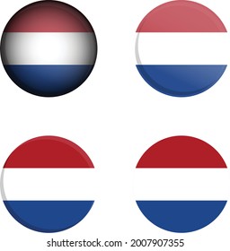 The Netherlands Round Country Flag in different styles disc badge vector illustration