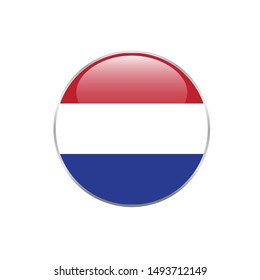 Netherlands   round flag . closy flag of Netherlands  - vector button. 