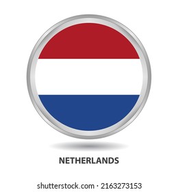 Netherlands round flag design is used as badge, button, icon, wall painting