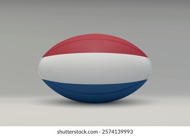 Netherlands rugby ball featuring the national flag design on a gray background