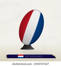 Netherlands Rugby Ball on Rugby Kicking Tees with Modern Design. Illustration perfect for sports, national pride, and rugby-related projects.