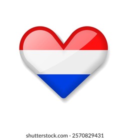 Netherlands - Shiny Flag in the Form of Heart. Vector Illustration.