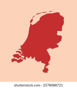 Netherlands simple flat red map