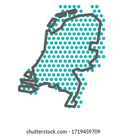 Netherlands simple outline map with green halftone dot pattern