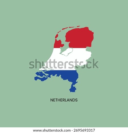Netherlands simple vector map outline. Netherlands  national flag map design illustration of Netherlands  country flag inside the map vector.