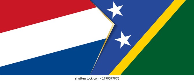 Netherlands and Solomon Islands flags, two vector flags symbol of relationship or confrontation.