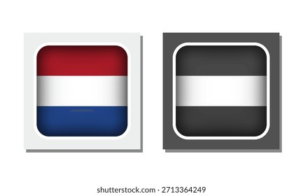 Icono de bandera redondeada cuadrada de los Países Bajos