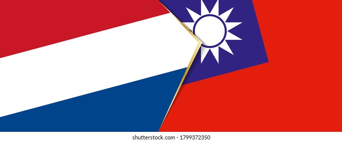 Netherlands and Taiwan flags, two vector flags symbol of relationship or confrontation.