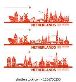 Netherlands Travel Destination Vector illustration.