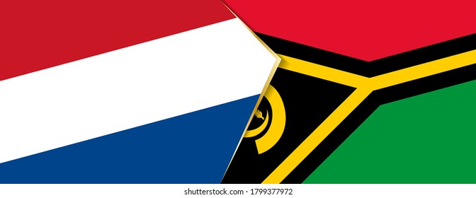 Netherlands and Vanuatu flags, two vector flags symbol of relationship or confrontation.