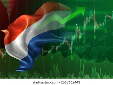 Netherlands, vector 3d flag financial exchange trend up