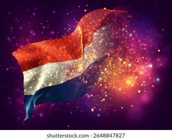 Netherlands, vector 3d flag with a splash of paint dots, explosion of colored dots