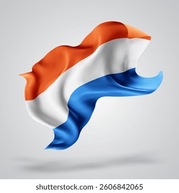 Netherlands, vector 3d flag with waves on a white background