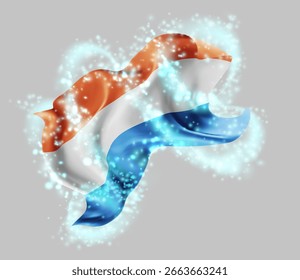 Países Bajos, bandera de Vector 3d en un torbellino de brillo mágico