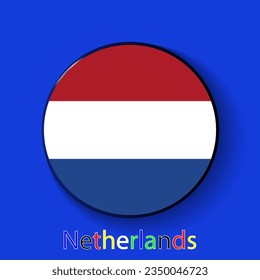 Netherlands vector flag. Football europe 2024 tournament championship. Round badges of the country in the actual championship colors.