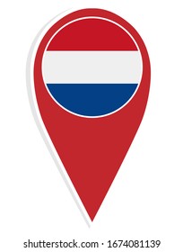 Netherlands vector flag map location pin. European football 2020 tournament final stage. 