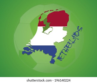 NETHERLANDS vector illustration, map with soccer ball