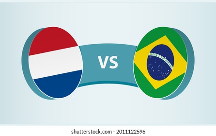 Netherlands versus Brazil, team sports competition concept. Round flag of countries.