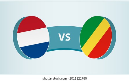 Netherlands versus Congo, team sports competition concept. Round flag of countries.